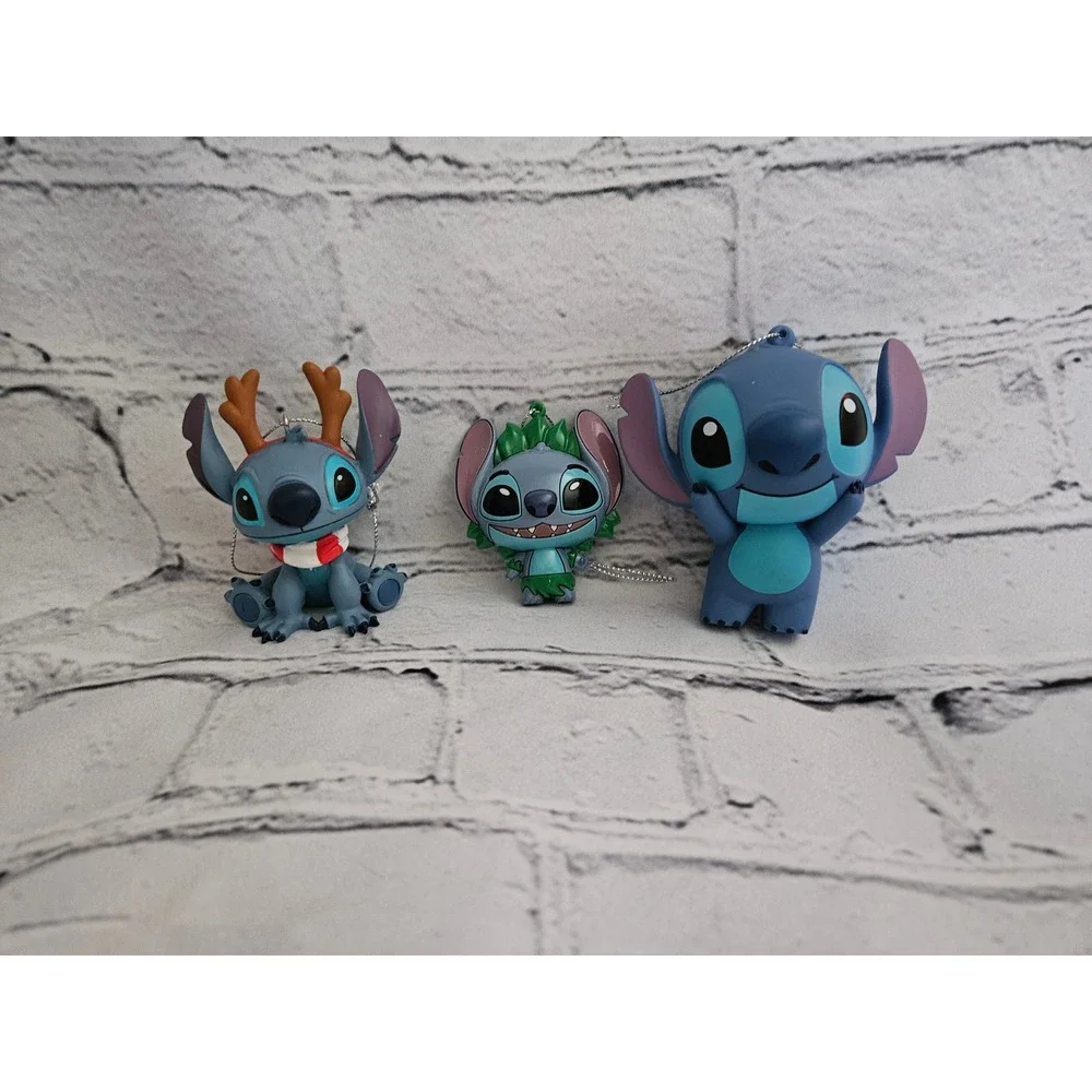 Disney Stitch Christmas & Holiday Ornaments Set of 3 - Reindeer, Hula, Classic